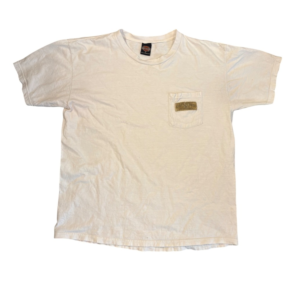 Vintage Harley-Davidson Bergen County NJ Pocket T-Shirt Mens XL White Cotton